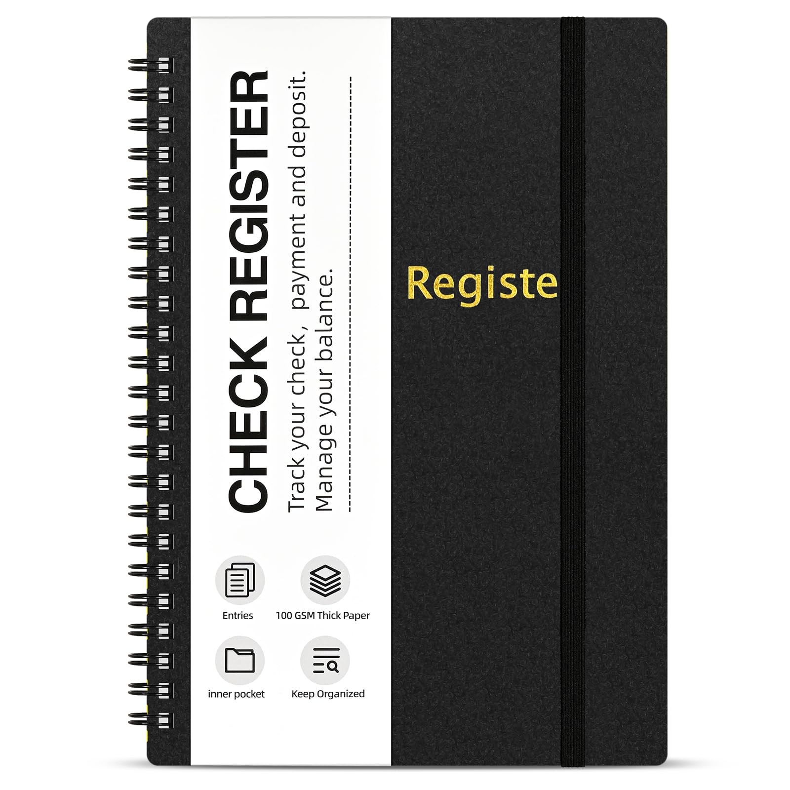 Homlive Check Registers for Personal Medium ( 5.8” x 8.3” ), Black