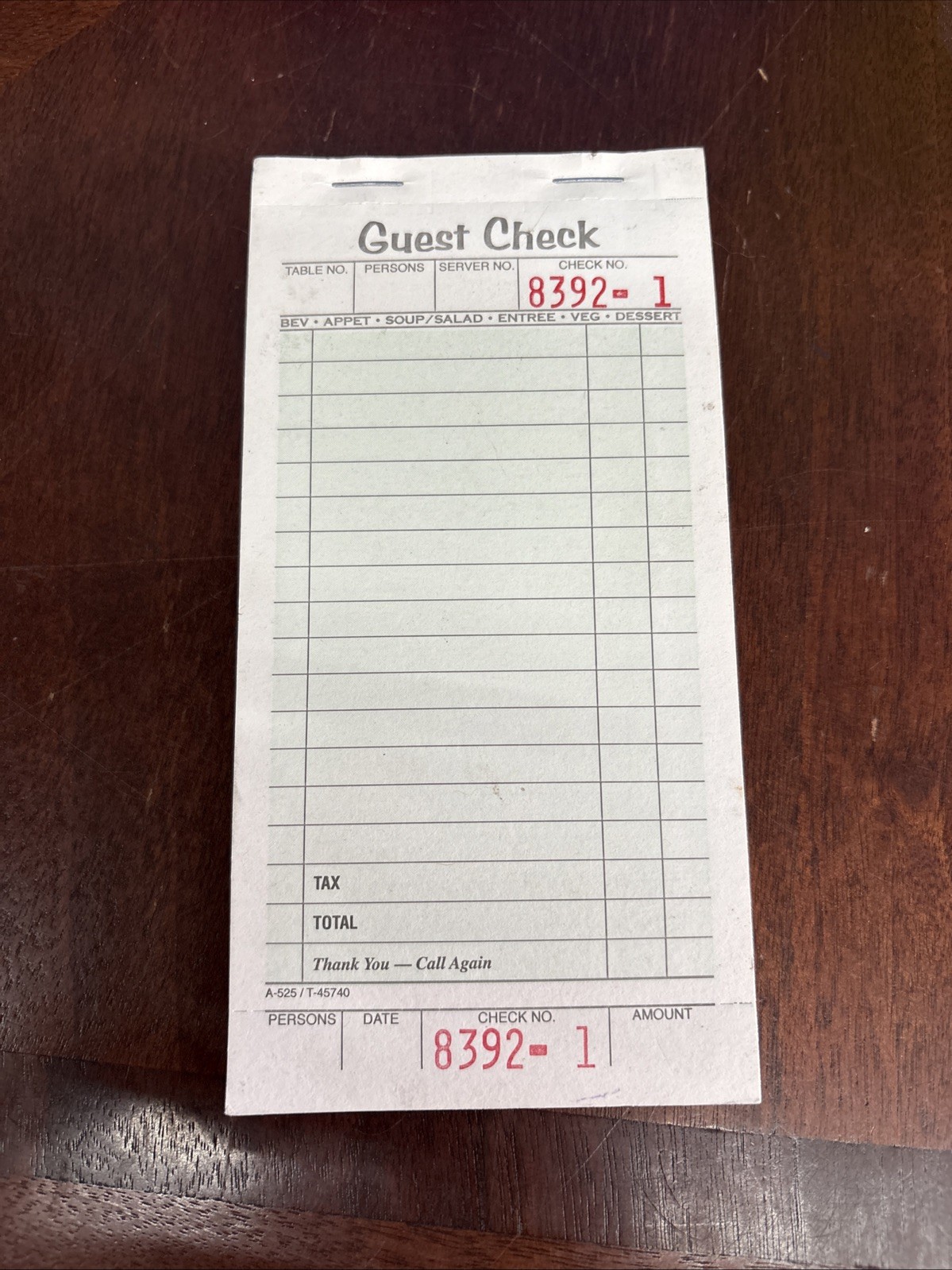 Guest Check Order Pad Perforated 50 Count