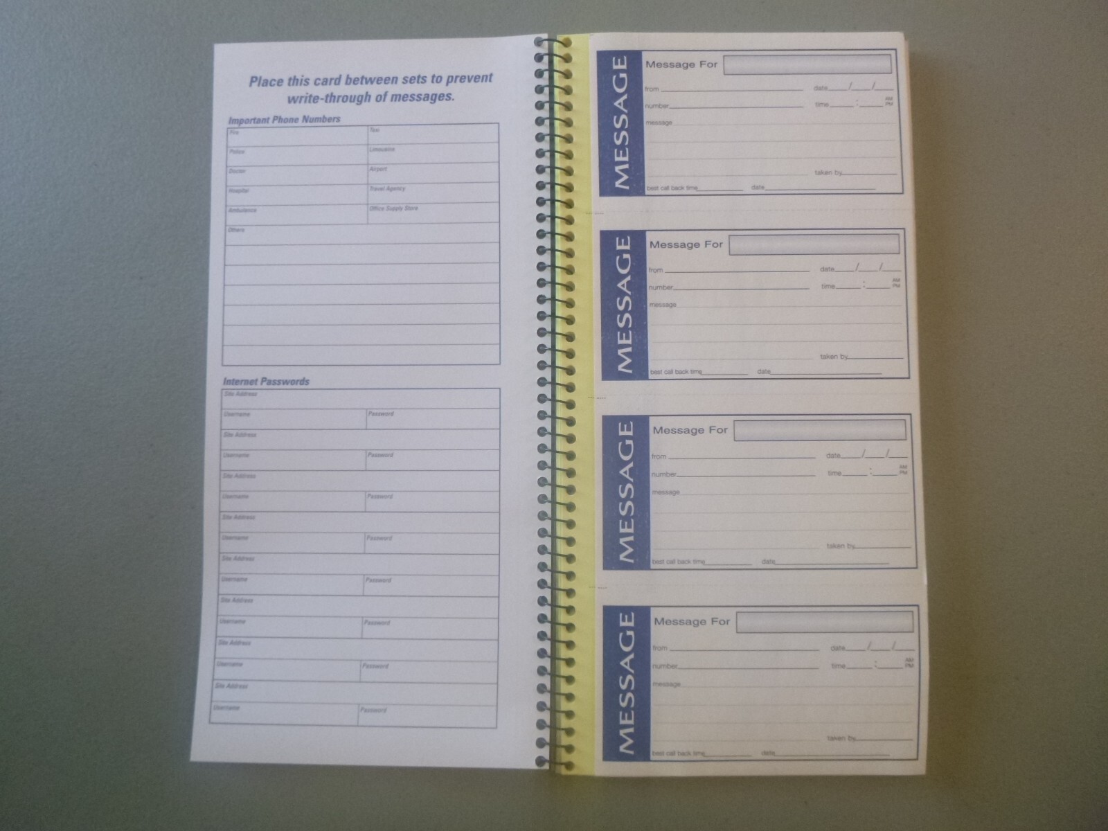 Adams phone messages book, SC1153WS, Write ‘N Stick, 2 part, 200 carbonless sets
