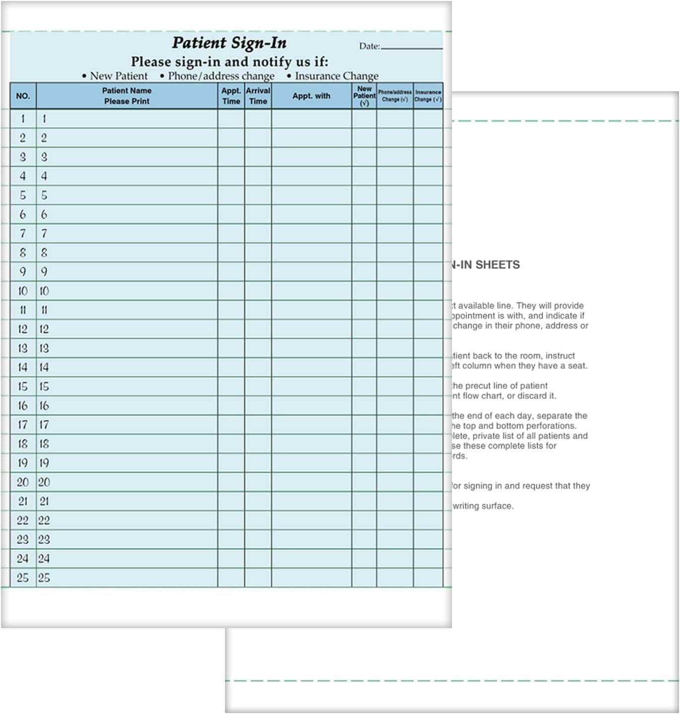 NCR Carbonless 3 Part Patient Sign in Sheets HIPAA Approved and Compliant for Co