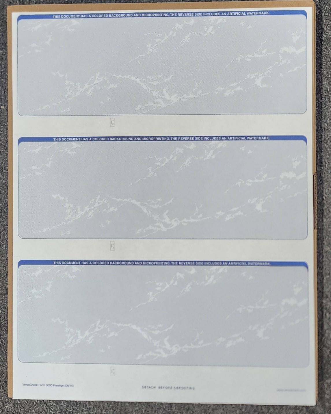 VersaCheck Security Business Checks, 3 Per Sheet, 750 Checks, NEW, SHIPS FREE