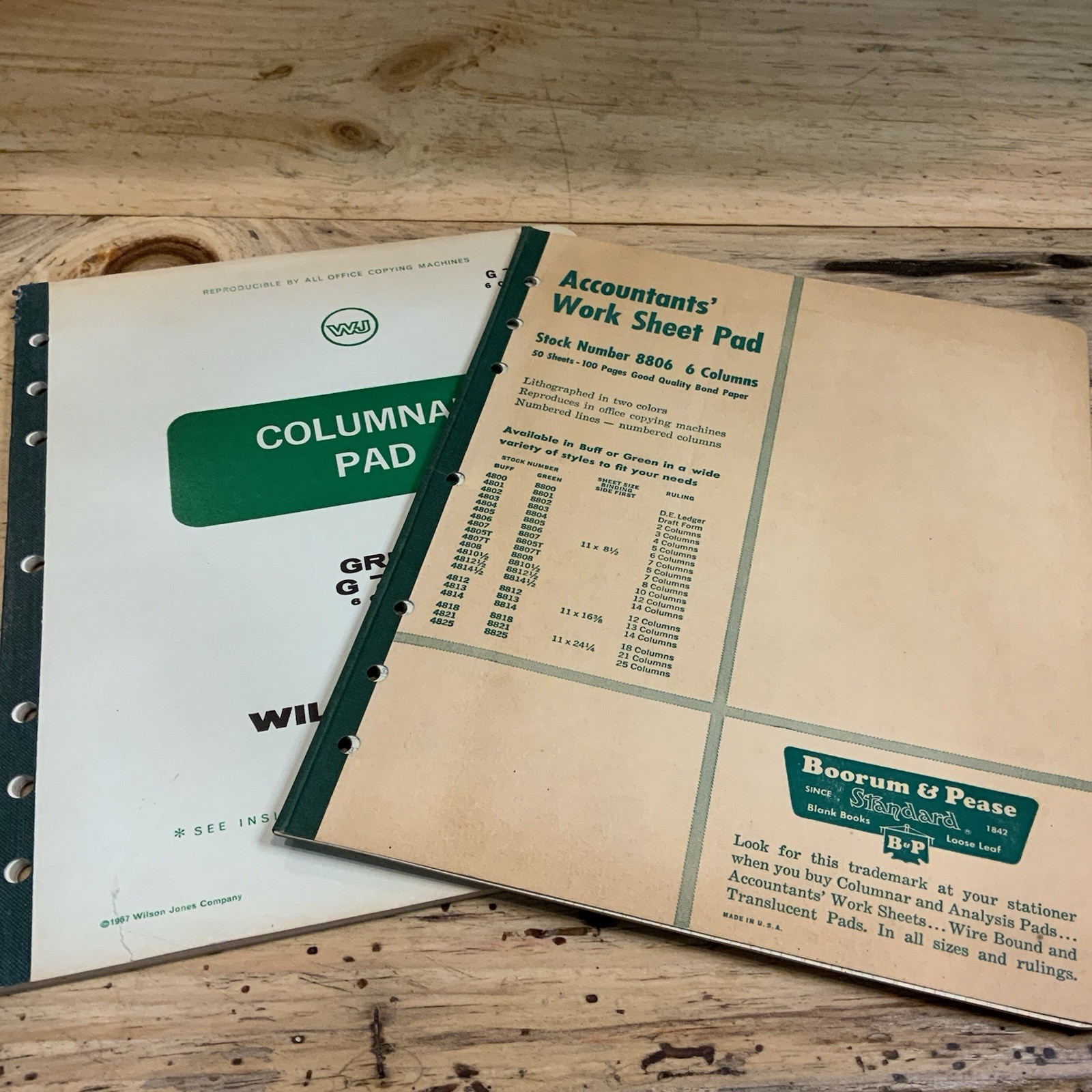 Lot 2 Vintage Columnar Pads Wilson Jones Boorum Pease 6 Column USA Accounting