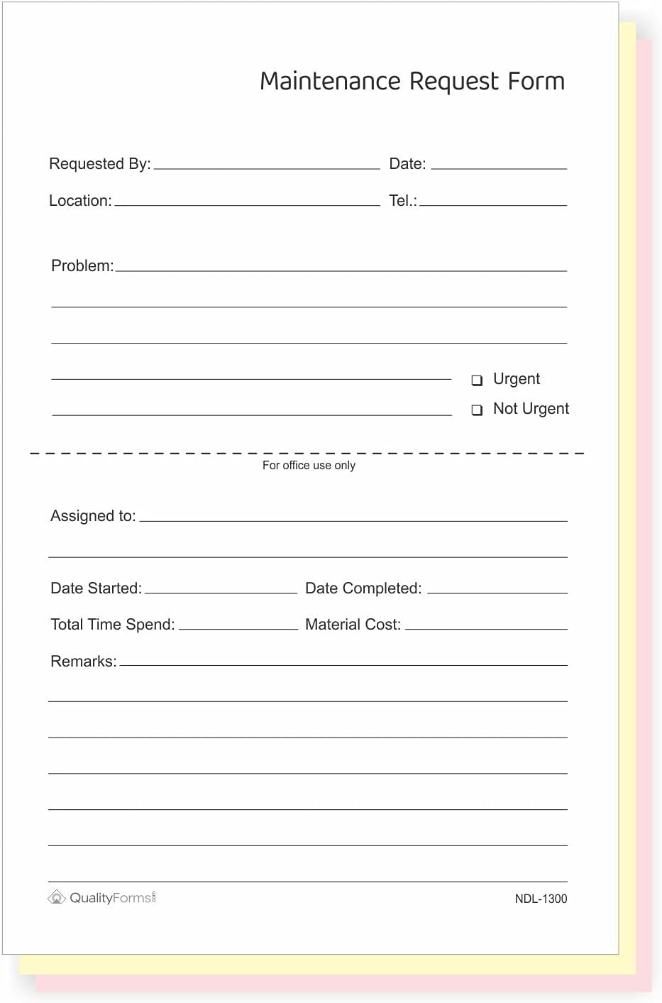 100 Sets Maintenance Request Forms – 3 Part NCR Carbonless;;