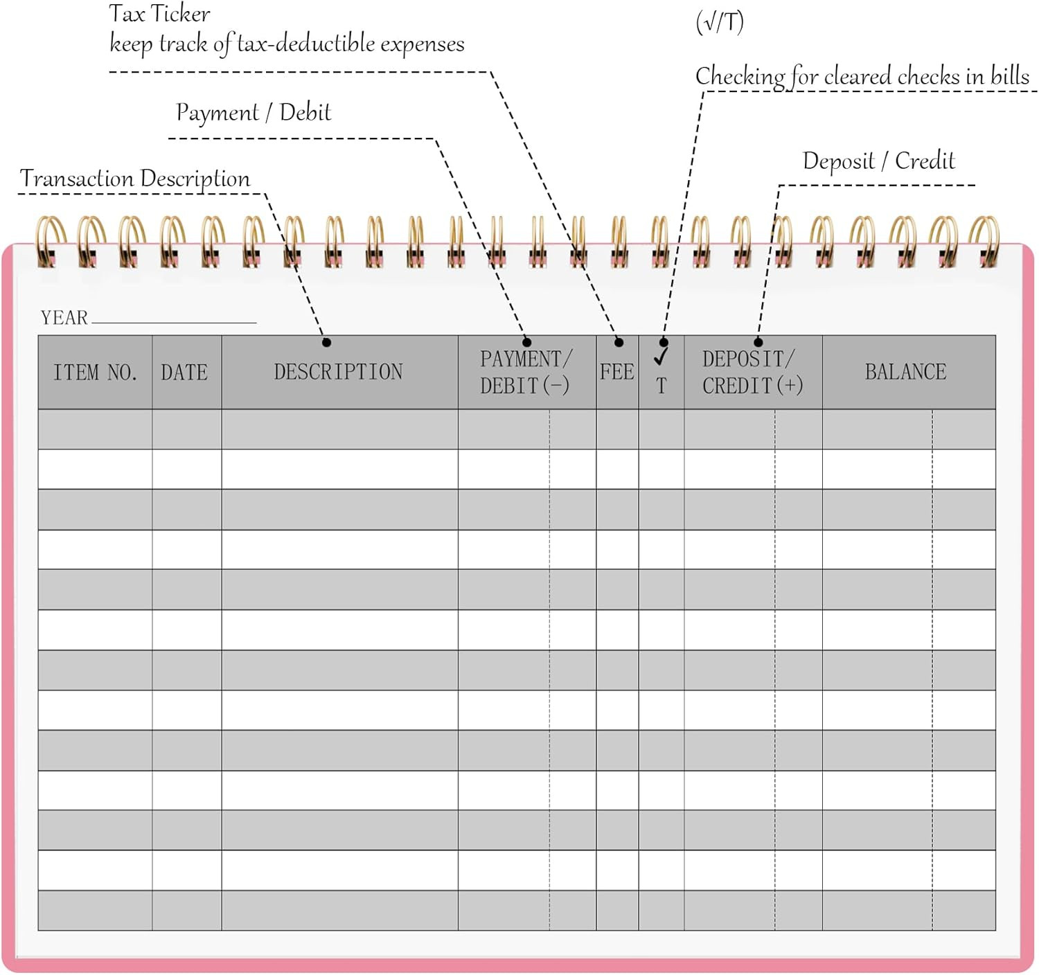 Check Registers for Personal Checkbook, Transaction Expense Ledger Log Book for