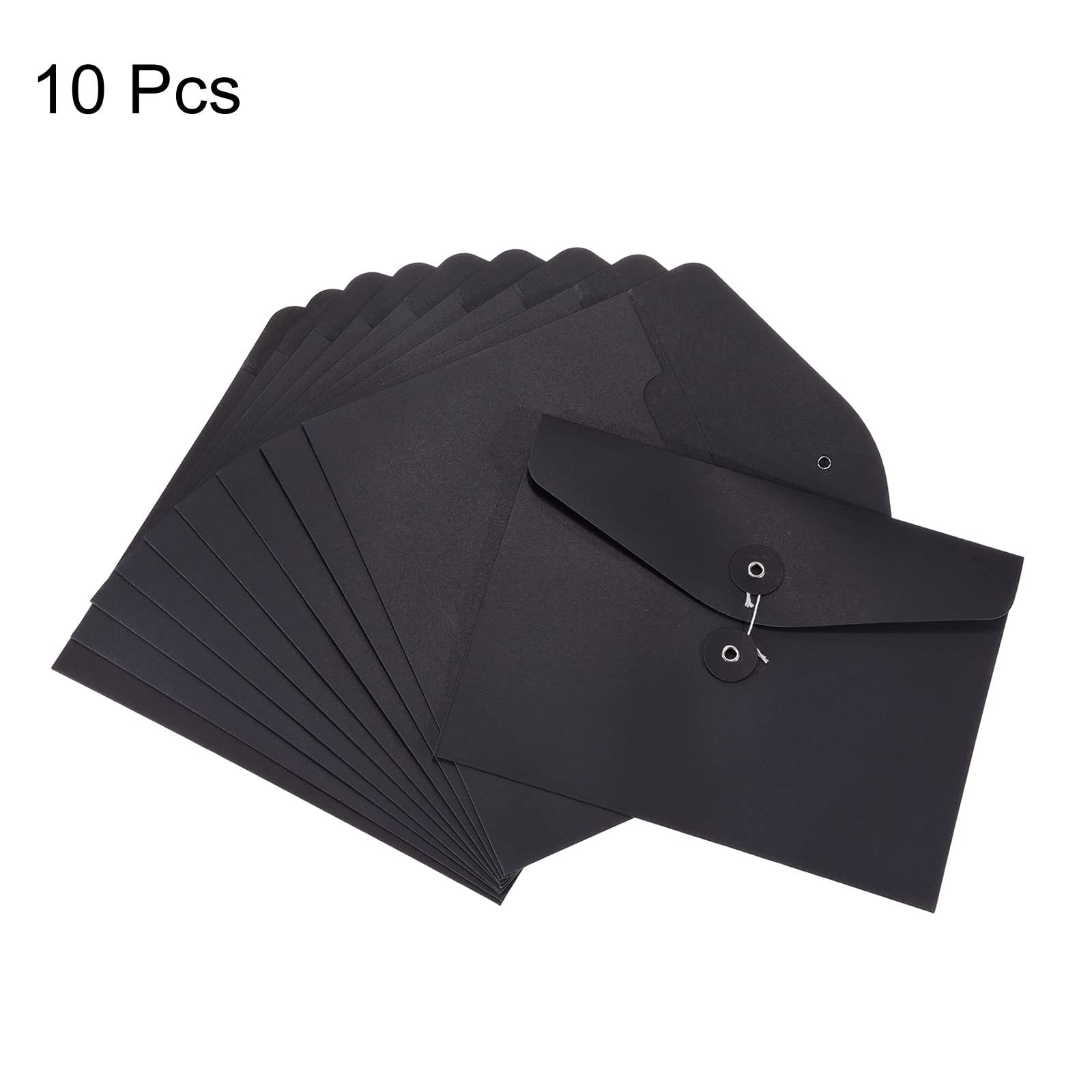 PATIKIL String Envelope File Folders 10 Pack A5 Size Document Medium, Black