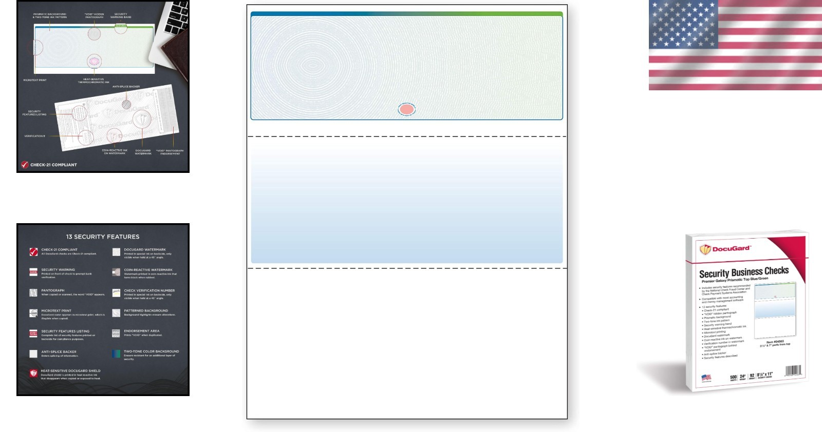 Premier Blue/Green Galaxy Check Paper – 500 High Security Checks for Businesses