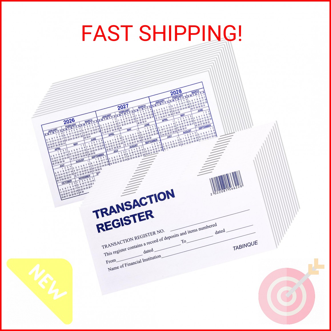 24 PCS Check Registers for Personal Checkbook, Easy to Read Checkbook Register