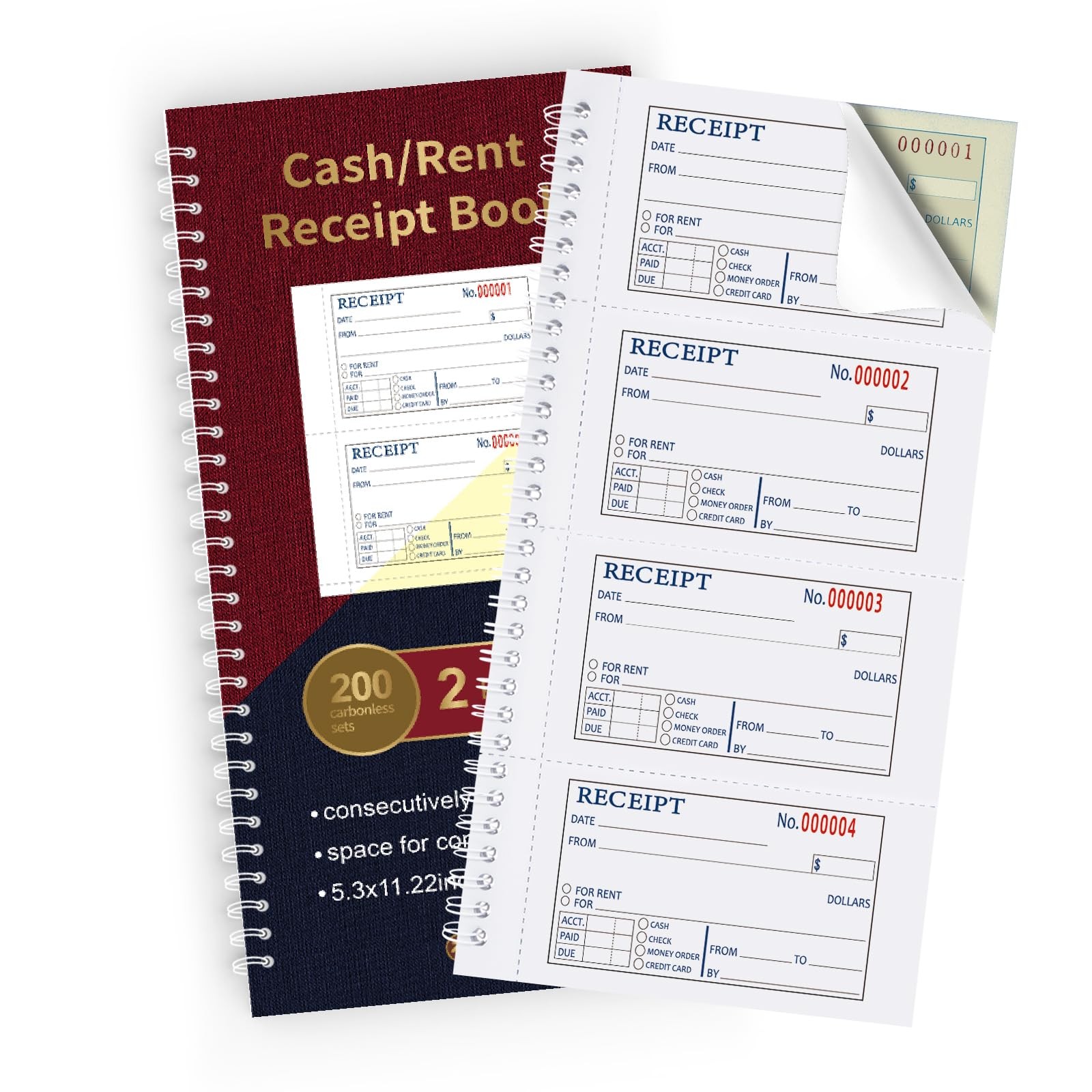 Zzrywuty Money and Rent 5.3”x11.2”, Color: Single Book-2 Part Carbonless