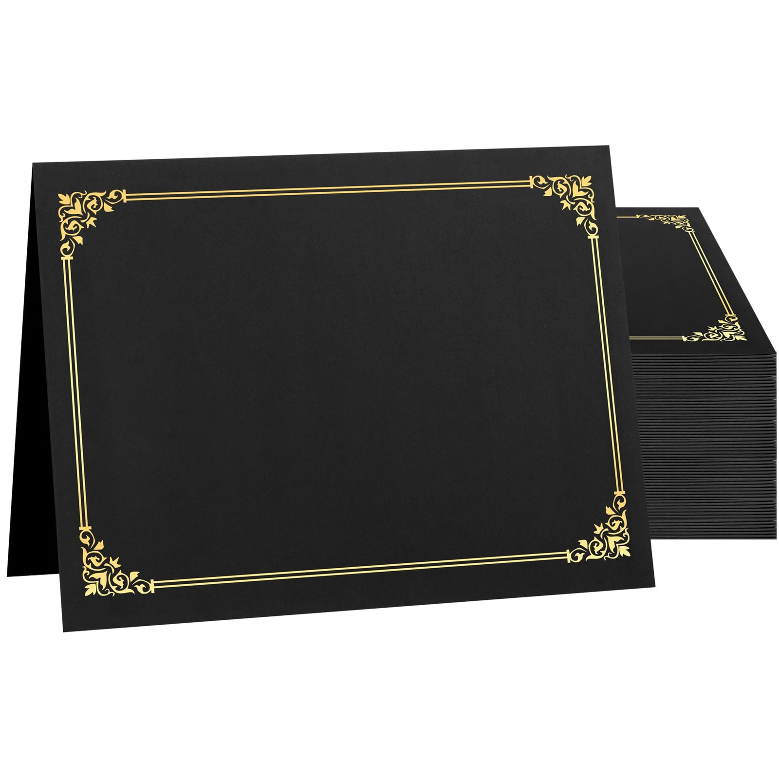 SUNEE Certificate Holders(Black, 50 Packs), Diploma Covers Gold Foil Black