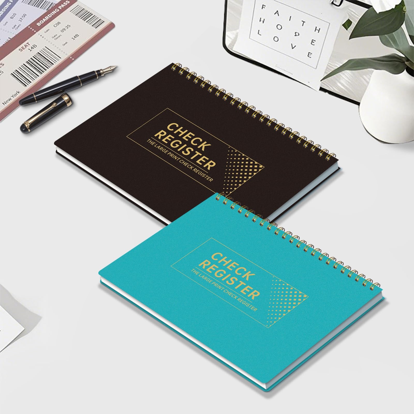 Checkbook Register Book, Large Print Spiral Bound 8.5” x 6” Financial Ledger…