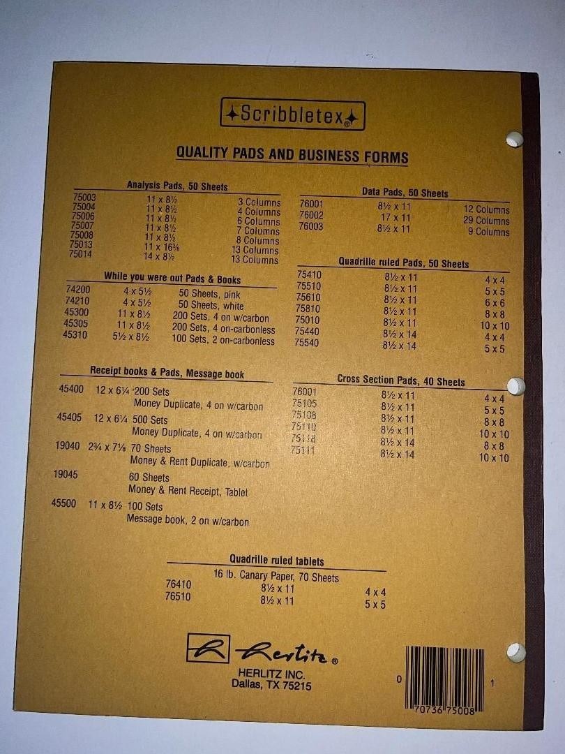 3 Scribbletex Column Analysis Pads, 8 Column Ledger, 8.5″ X 11″, (50 Sht /pad)