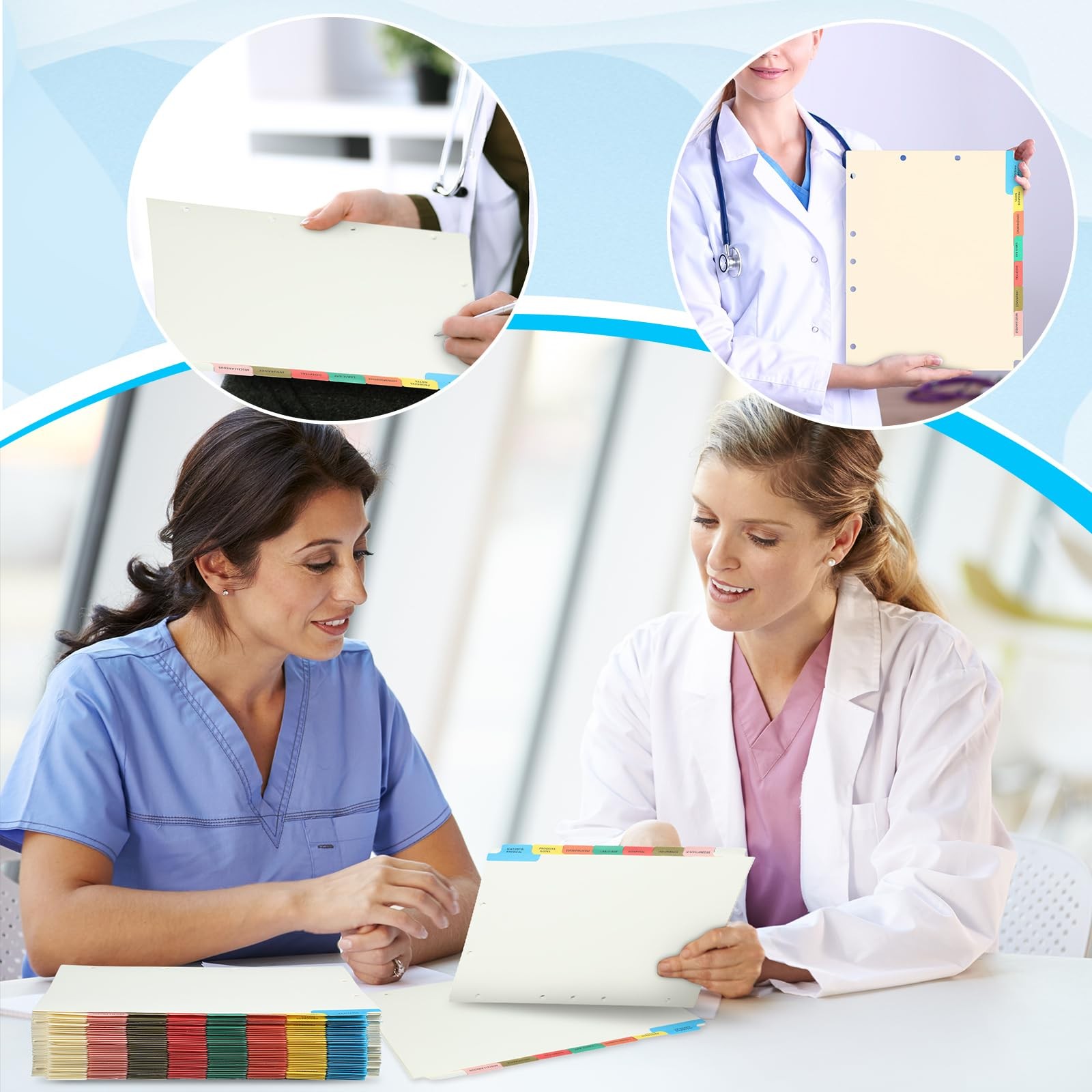 80 Sets Medical Chart Dividers with Tabs – 9 x 11 Inch, 8 Side Tabs Index Bla…
