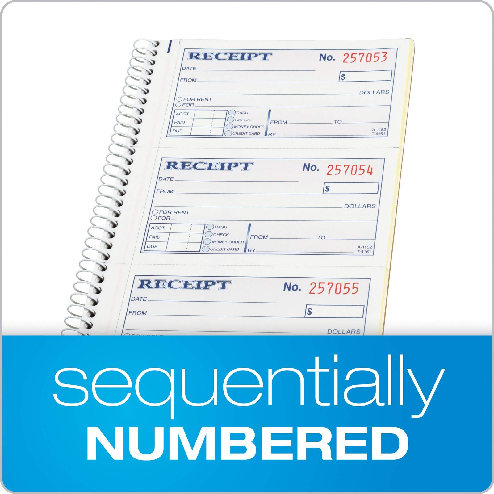 Adams Money and Rent Receipt Book, 2-Part Carbonless, Smaller pack, Yellow