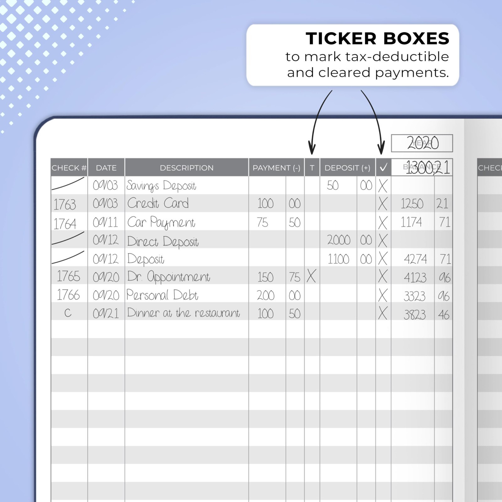 Deluxe Check Register Book – A5 Hardcover Accounting Ledger & Transaction Log –