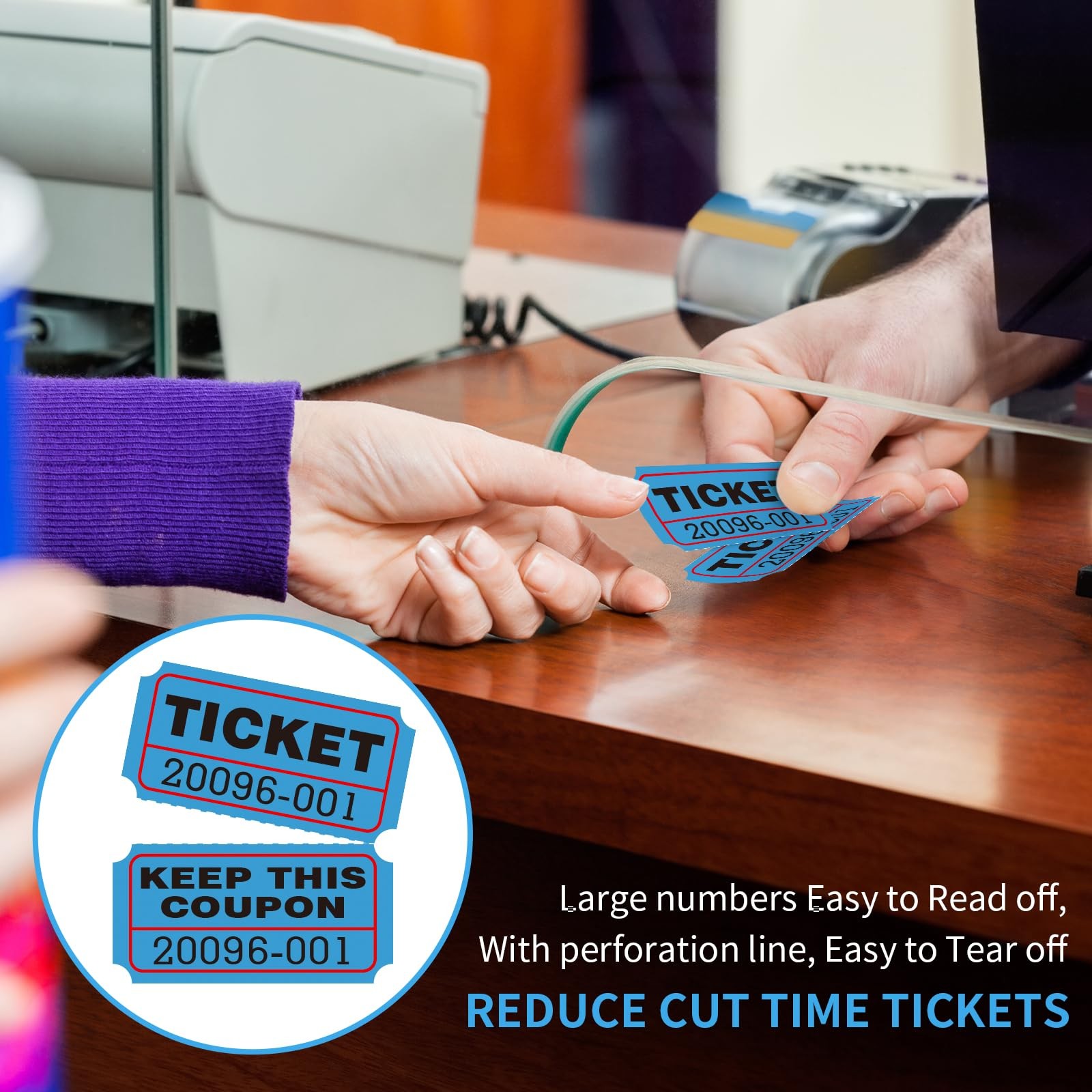 L LIKED Raffle Tickets Double Rolls 1000 4.5 x x 2.0 inches, 1000 Blue