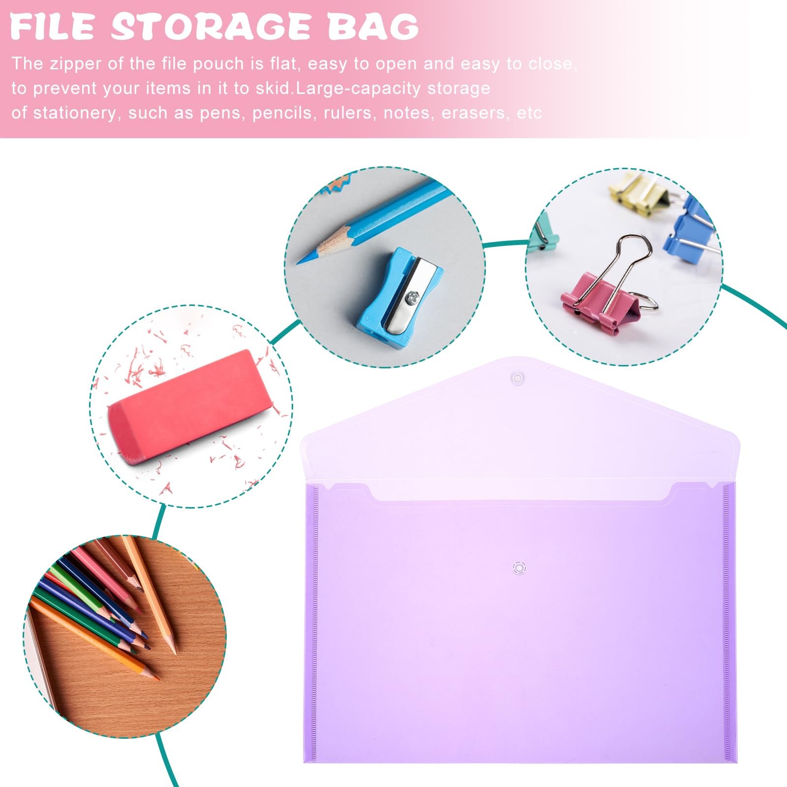 Kisangel Snap Document Bag 12 Pack 12.99X9.05In Envelope File Document…
