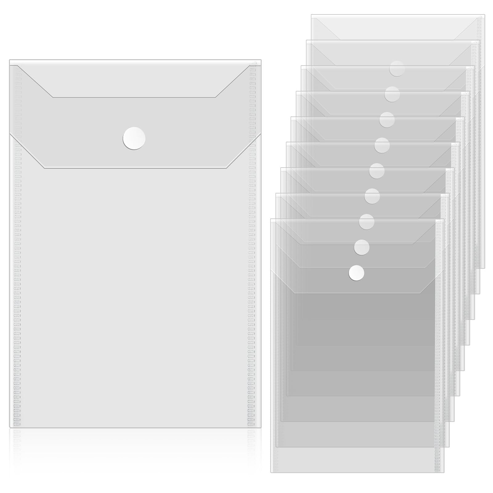 10 Pcs 5×7 Plastic Envelopes with Snap Closure Waterproof Transparent