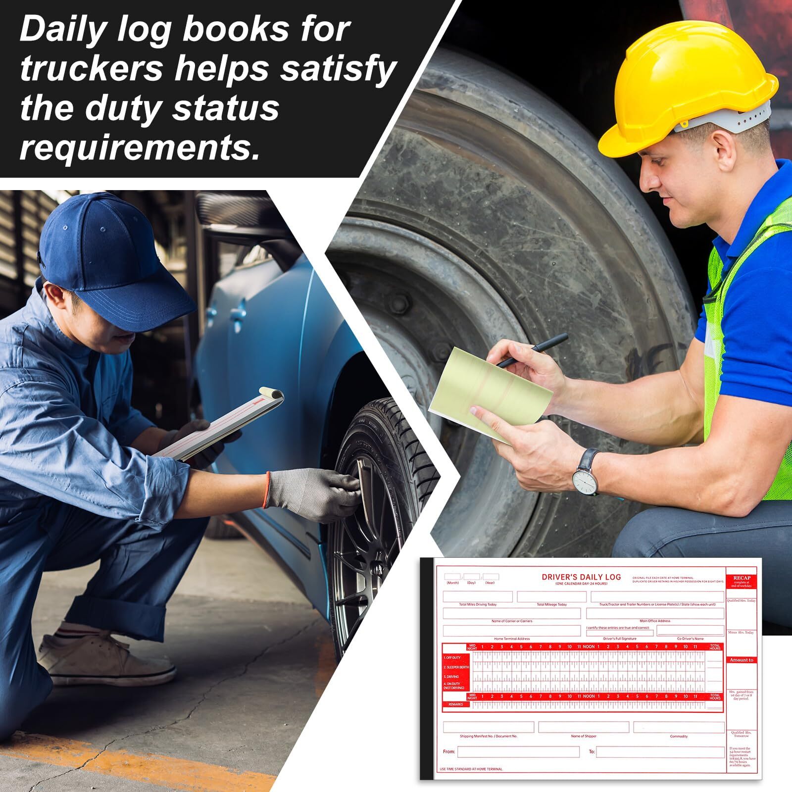 10 Pack Driver Daily Log Book 8.5″ x 5.5″ Log Book with Detailed Driver Vehic…
