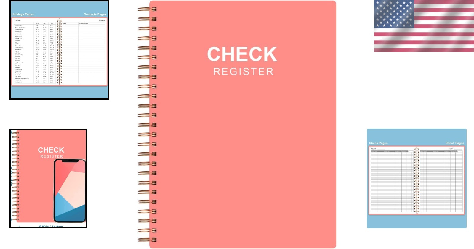 Elegant A5 Rose Check Register Notebook – 112 Pages for Financial Tracking