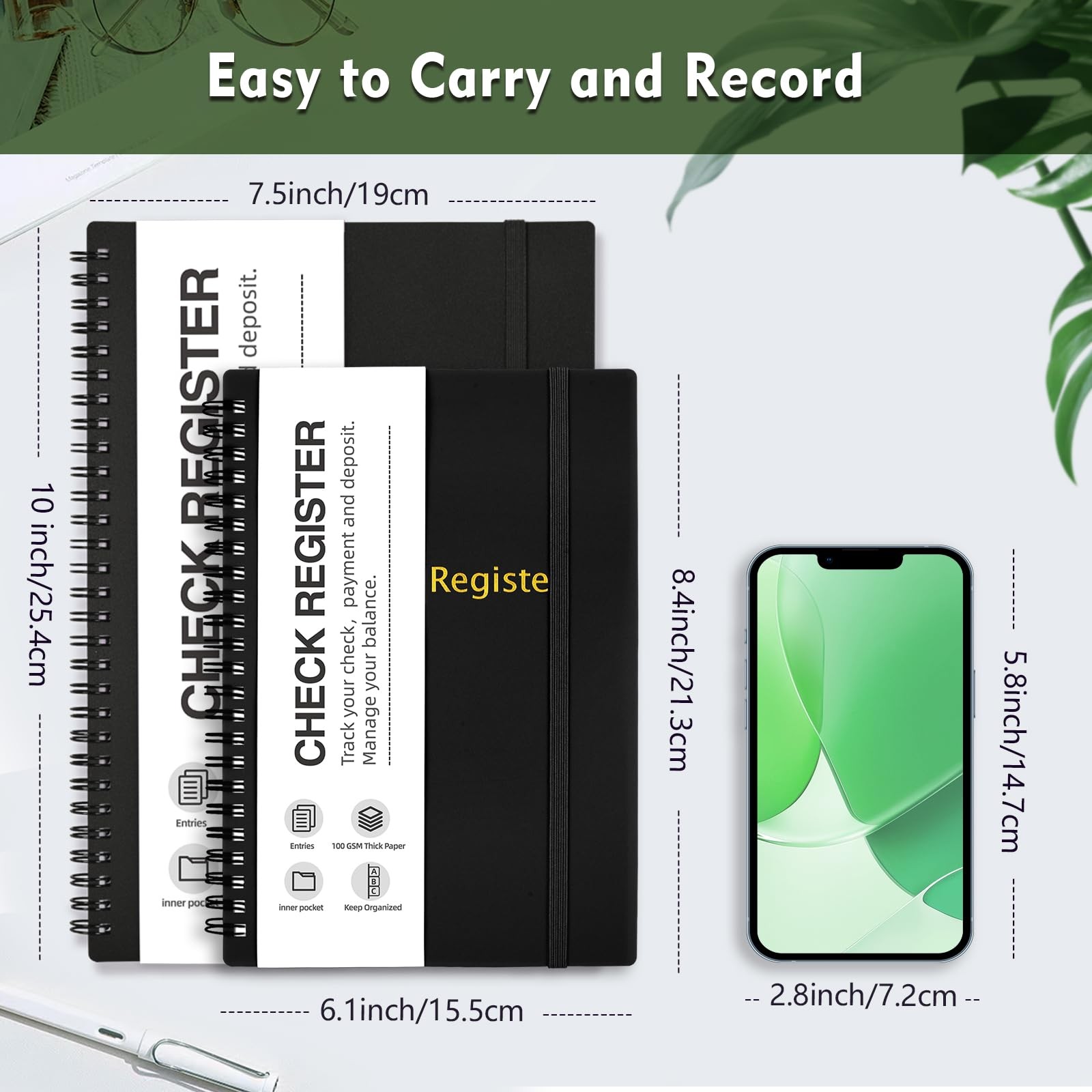 Check Registers for Personal Checkbook, Spiral Large Check Register Book, Bud…