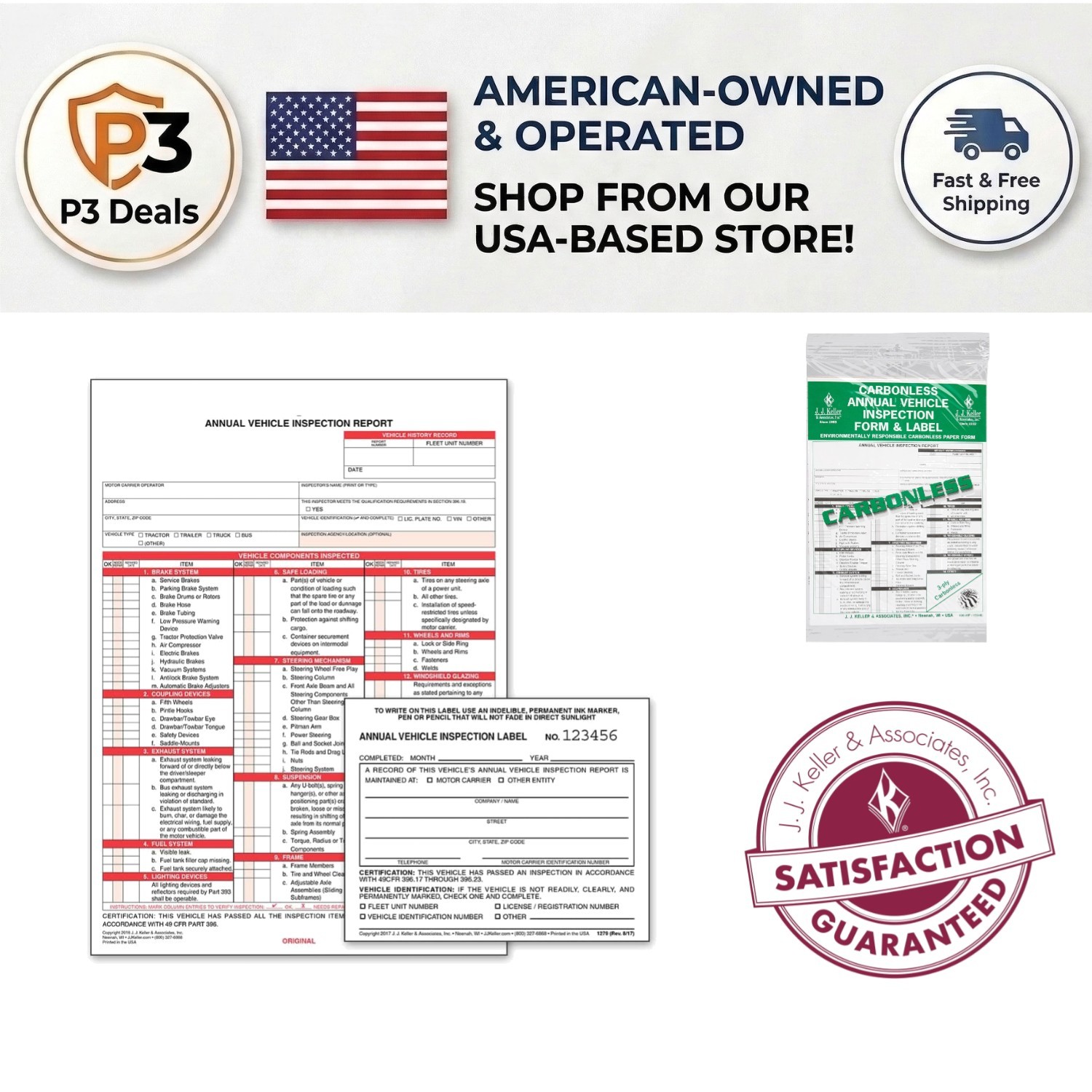 3-Ply Carbonless Annual Vehicle Inspection Form & Label – Durable and Compliant