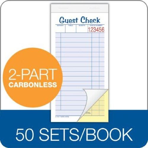 ABF10450SW Adams Guest Check Pad 6 3/8 x 3 3/8 (Lot of 5 Packs, 50 books)