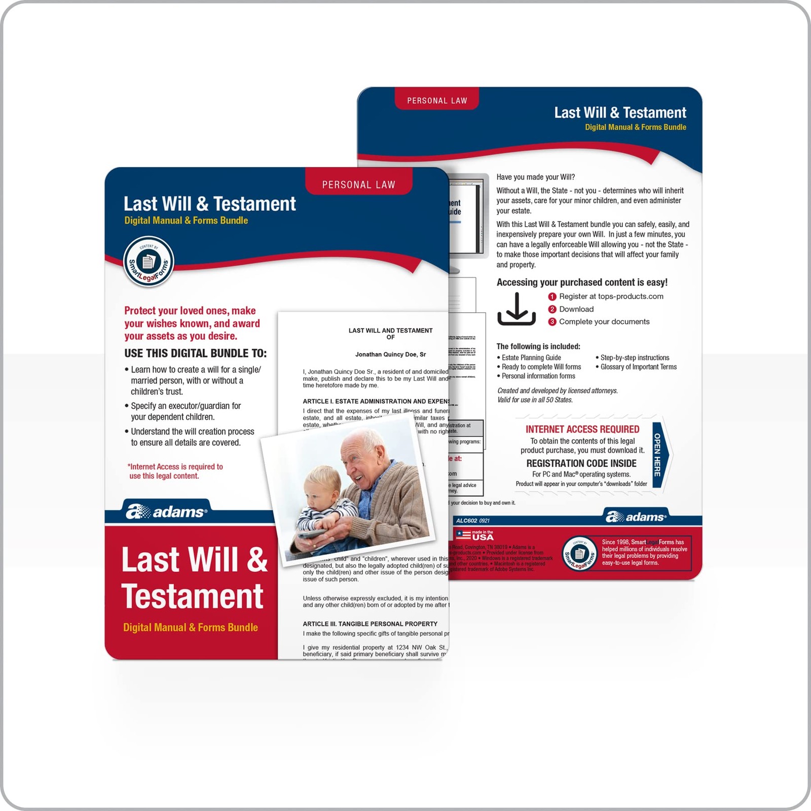 Adams Prepare A Last Will and Testament, Downloadable Product Details White