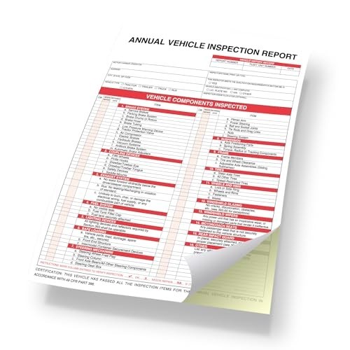 Annual Vehicle Inspection Report Forms Aluminum Labels Red DOT 25 Pack