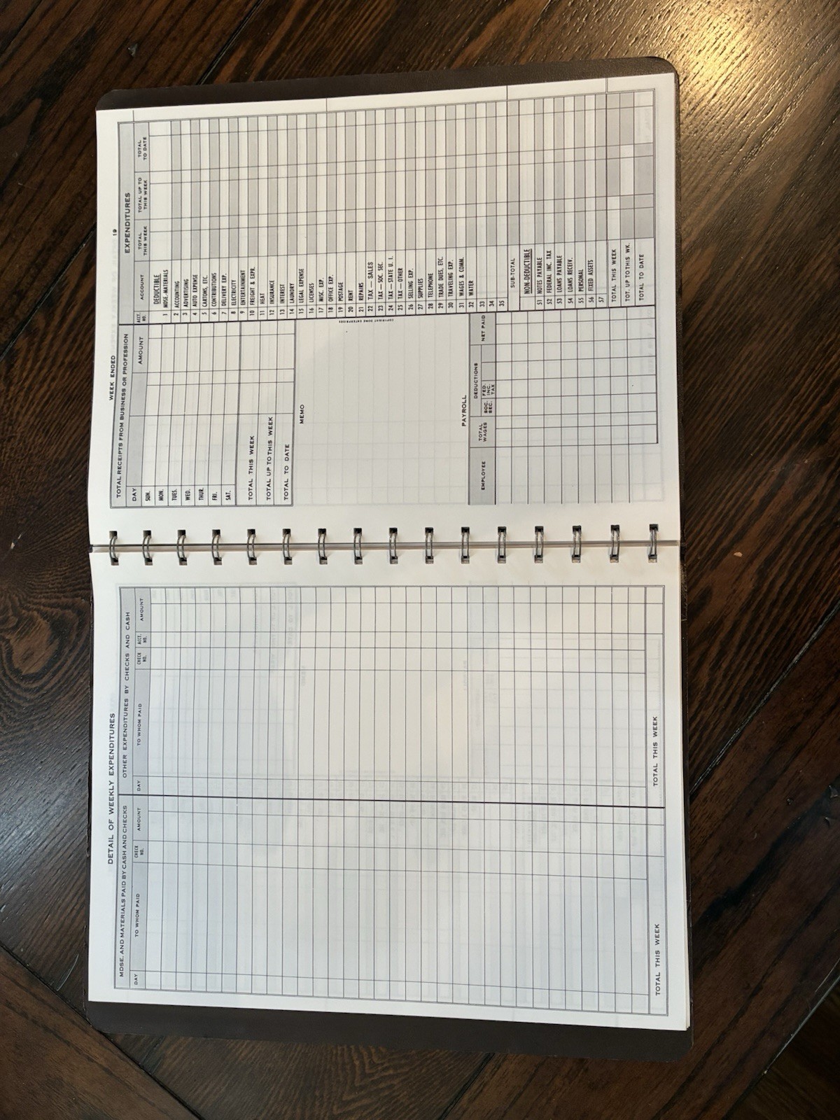 Dome simplified weekly Bookkeeping record Picchione #600 deductions NOS vintage