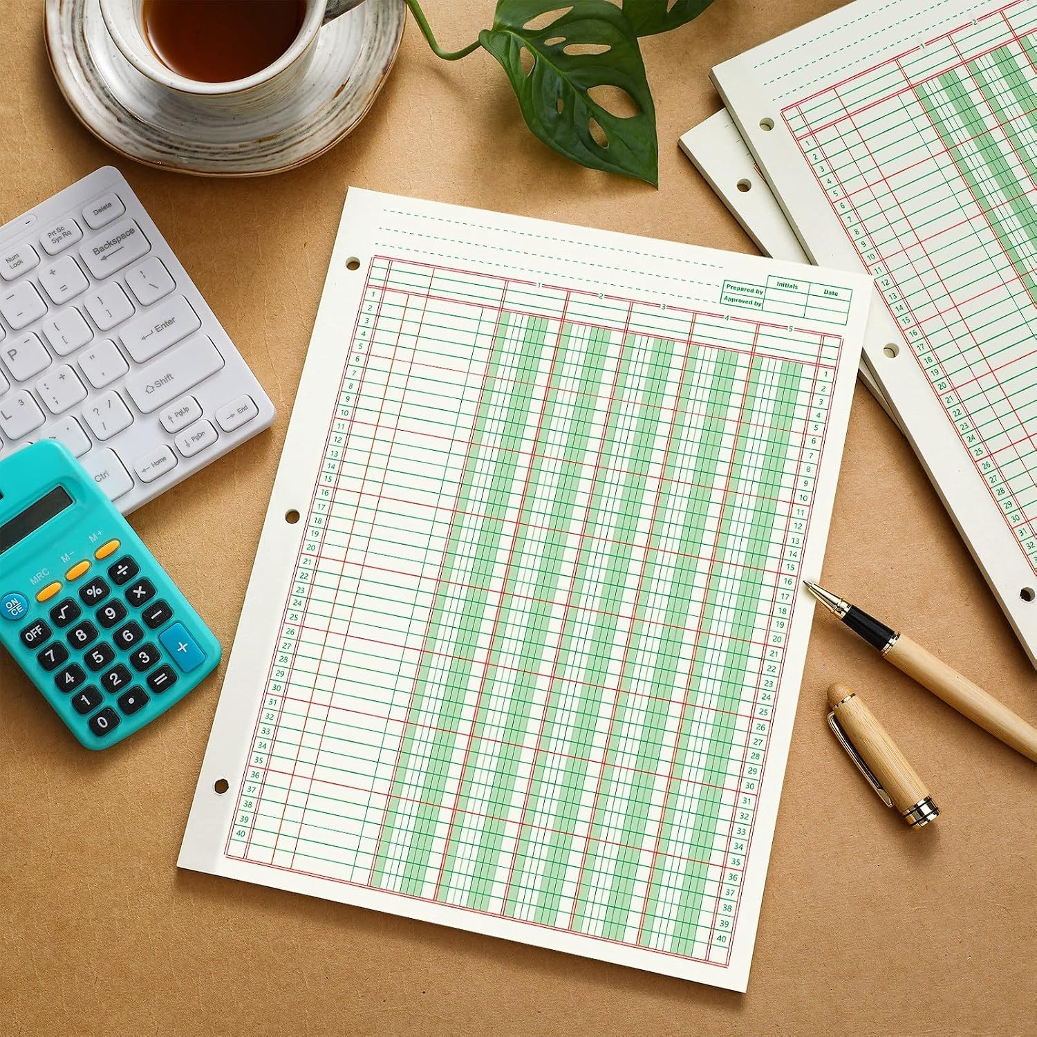 5 Pack 250 Sheets Ledger Paper Accounting Columnar Pads 3 Hole Analysis