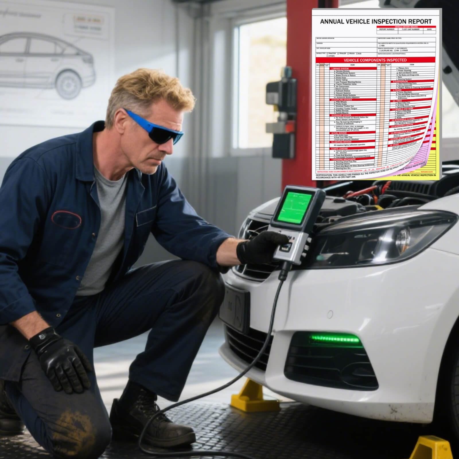 XUEJITECH 20-Pack Annual Vehicle Inspection Report Forms with Red FMCSA Alumi…
