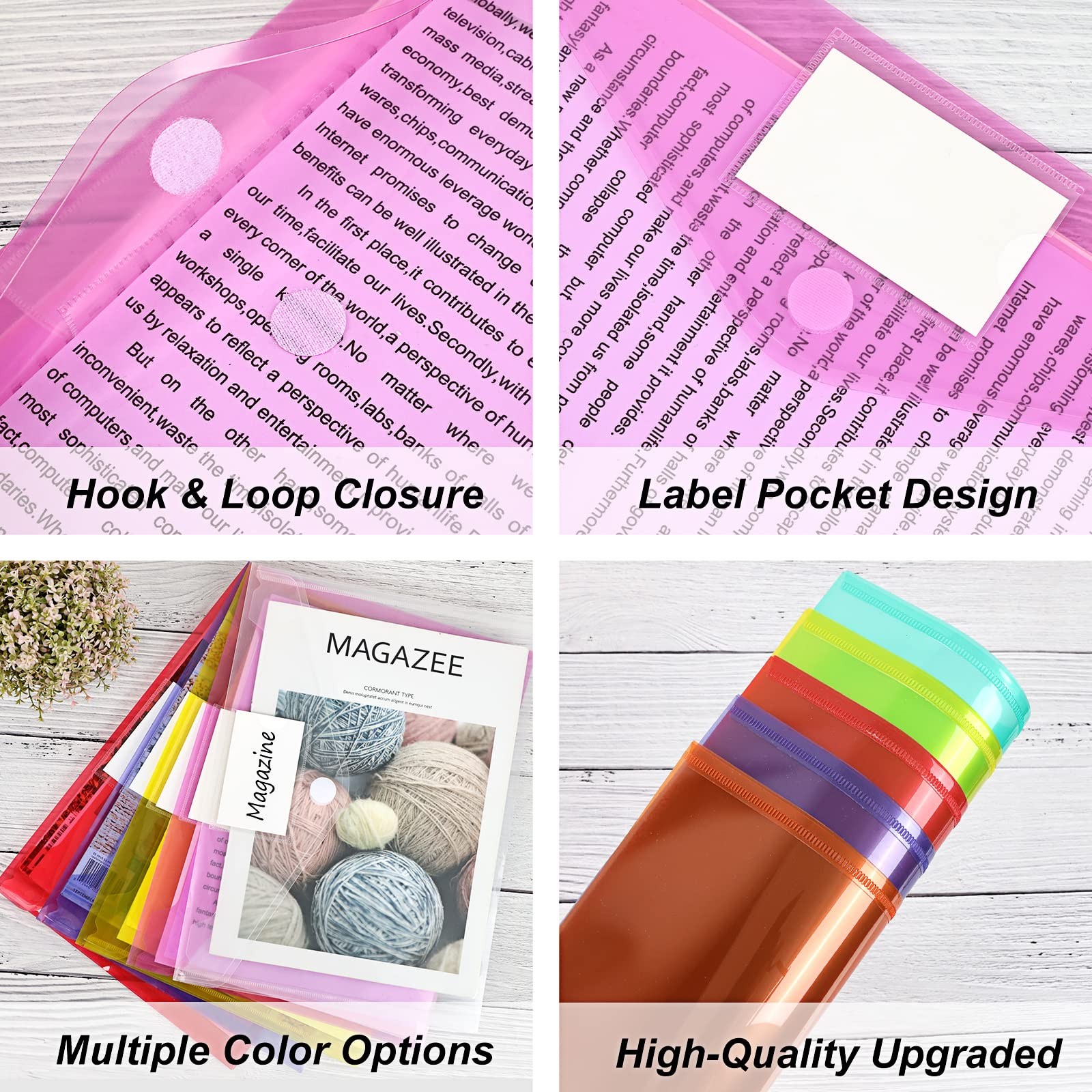 EOOUT 45 Pack Plastic Envelopes Poly Envelopes, Clear Document File Rainbow