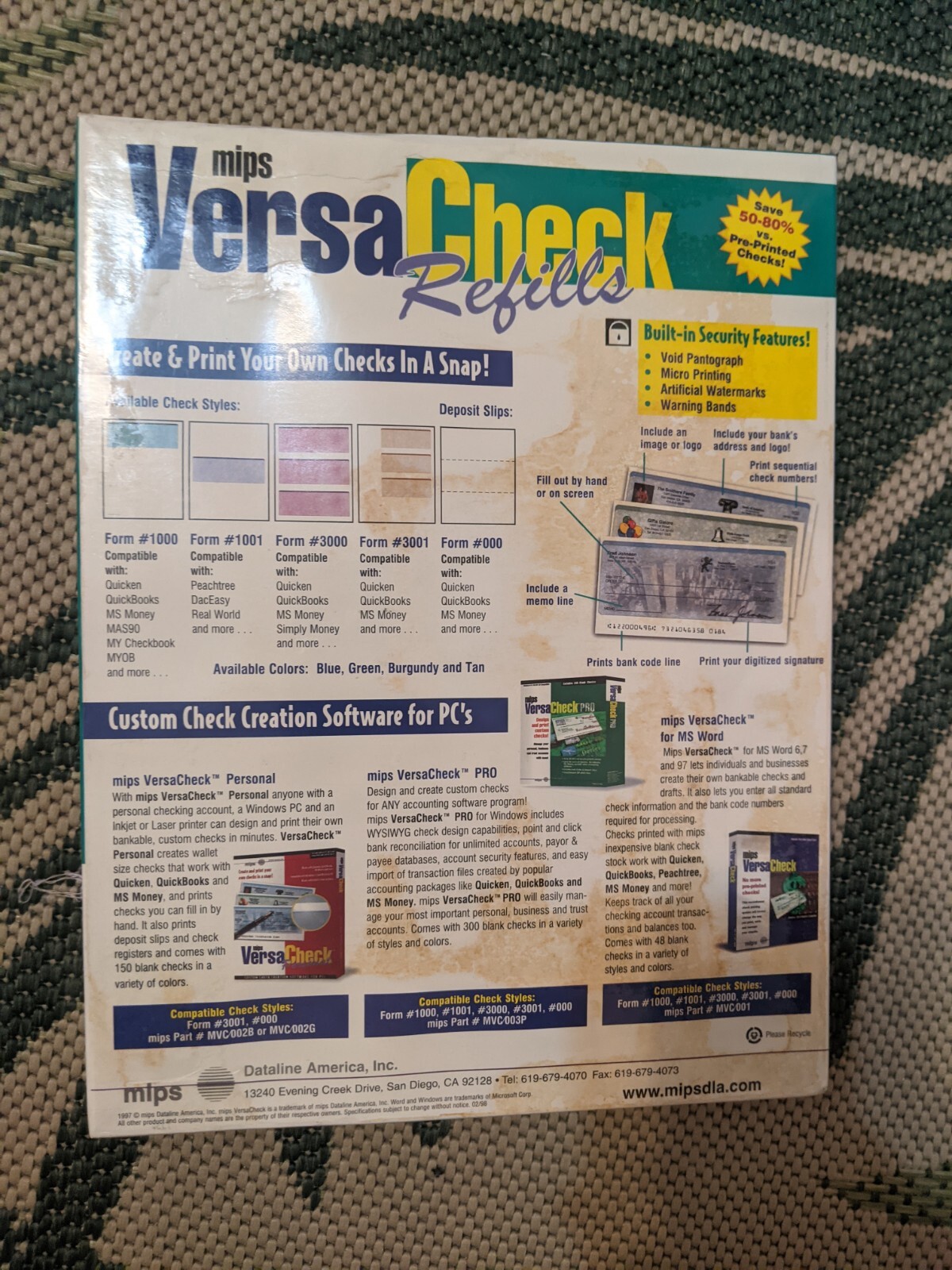 MIPS VersaCheck Refills, 750 Checks Classic Style Form 3001 (MVC/3001-B) SEALED 