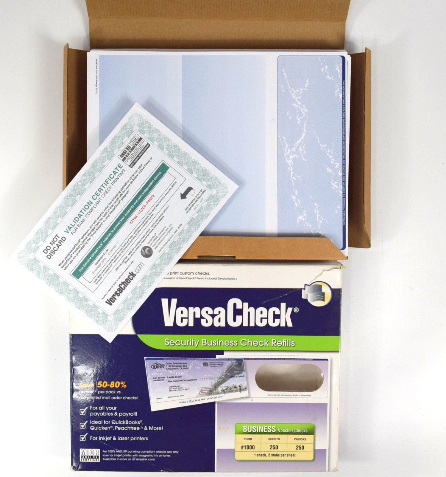 VersaCheck Security Business Check Refills – 250 SHEETS, 250 CHECKS