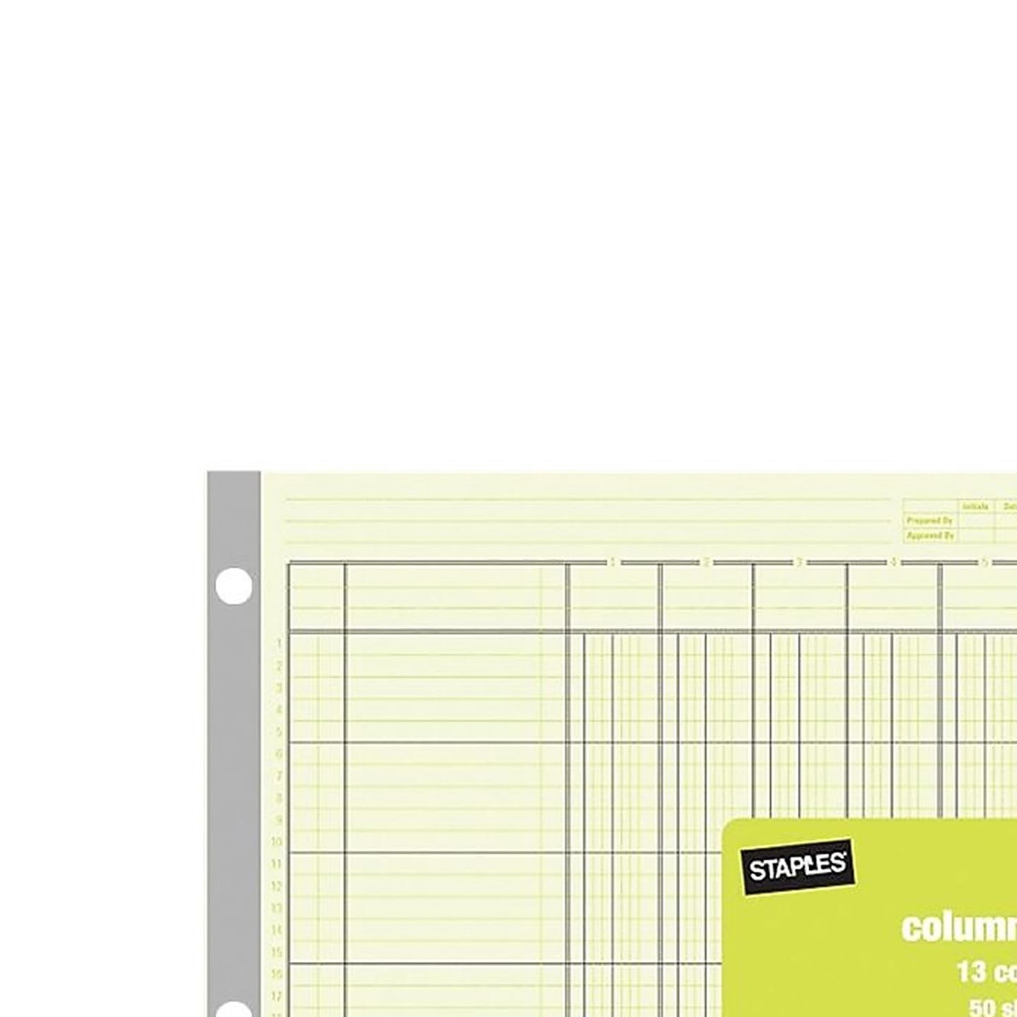 Staples 13 Columns Columnar Book, 16.31″W x 11″H (Pack of 1 Pad), Green