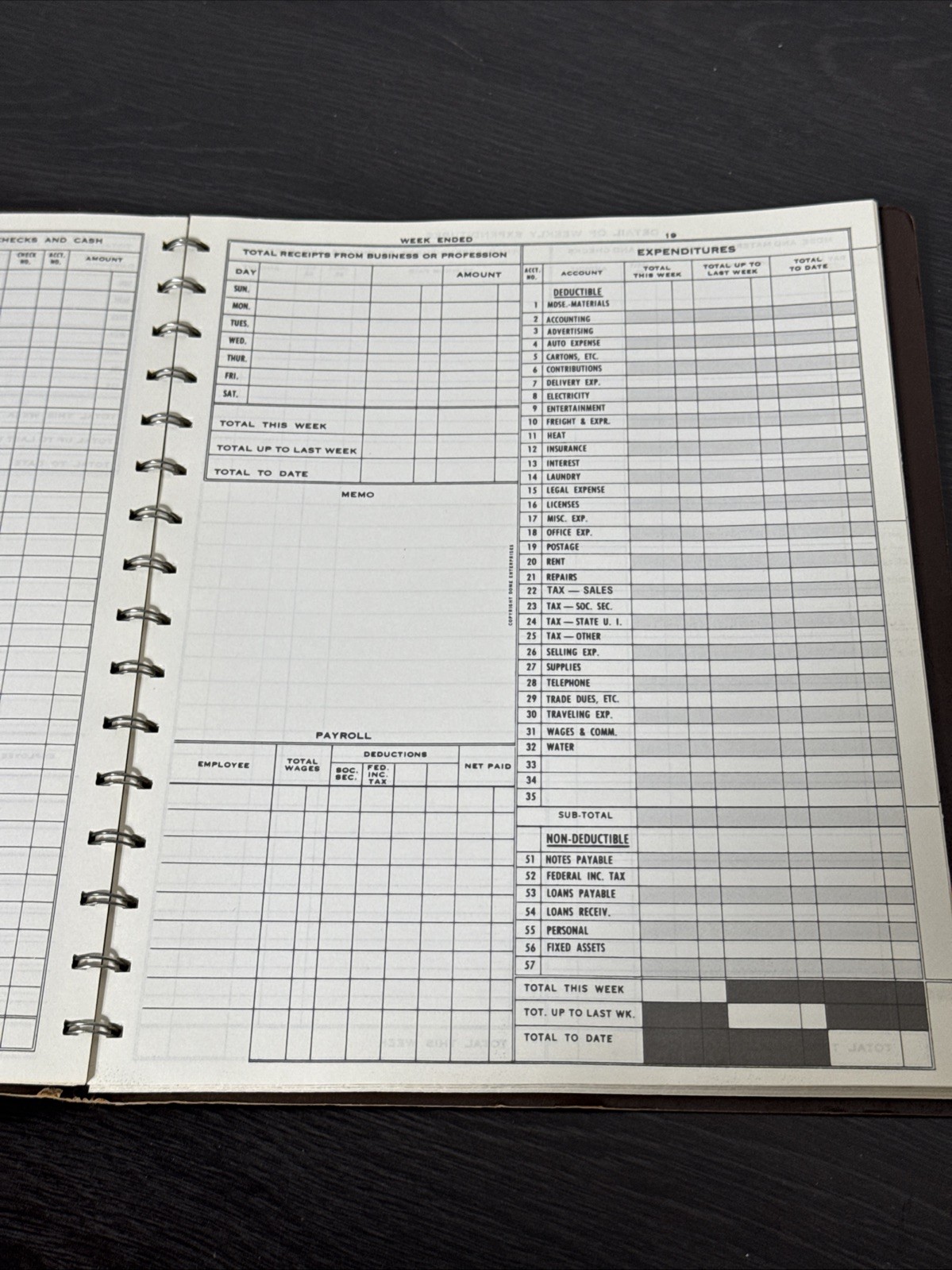 Vintage 1985 Dome Simplified Weekly Bookkeeping Record No. 600:Picchione Unused