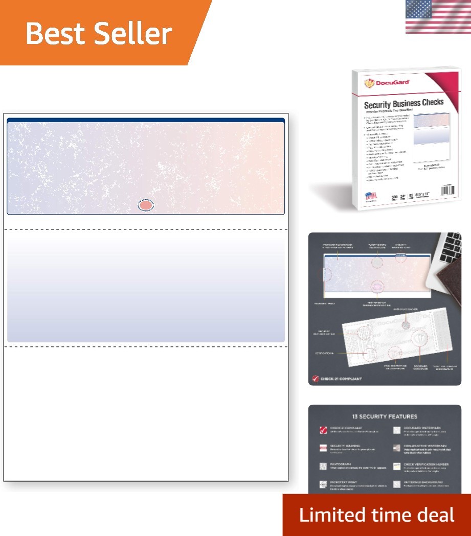 Comprehensive Blue/Red Check Paper – 500 Sheets, 13 Security Features Included
