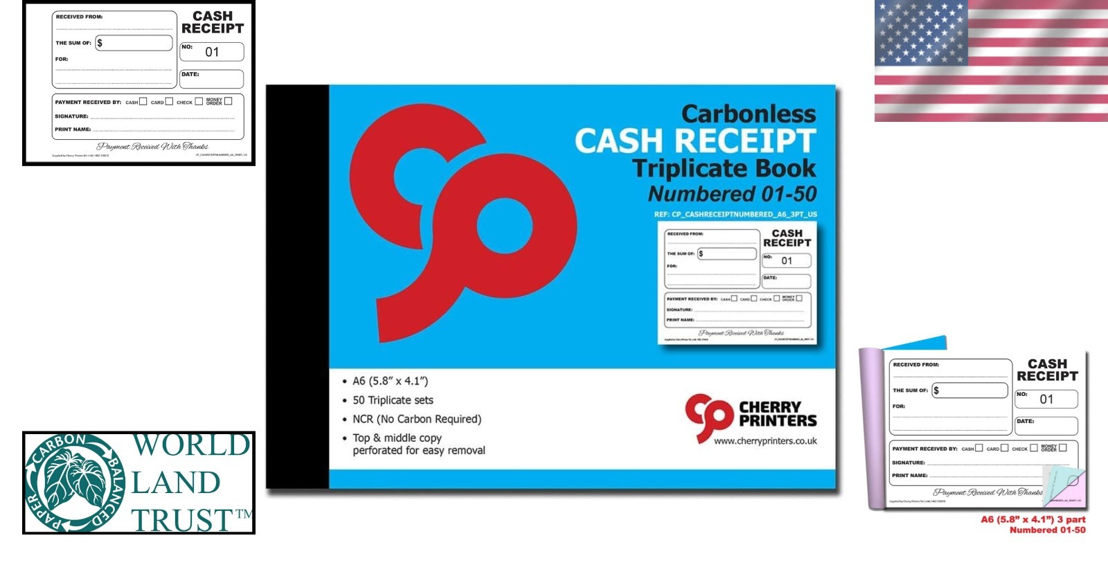 Organized Receipt Book A6, Carbonless & Numbered – 50 Sets for Businesses