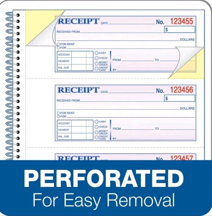 Adams Money and Rent Receipt Books, 2-Part Carbonless, 7-5/8 x 10-7/8, 5 Pack