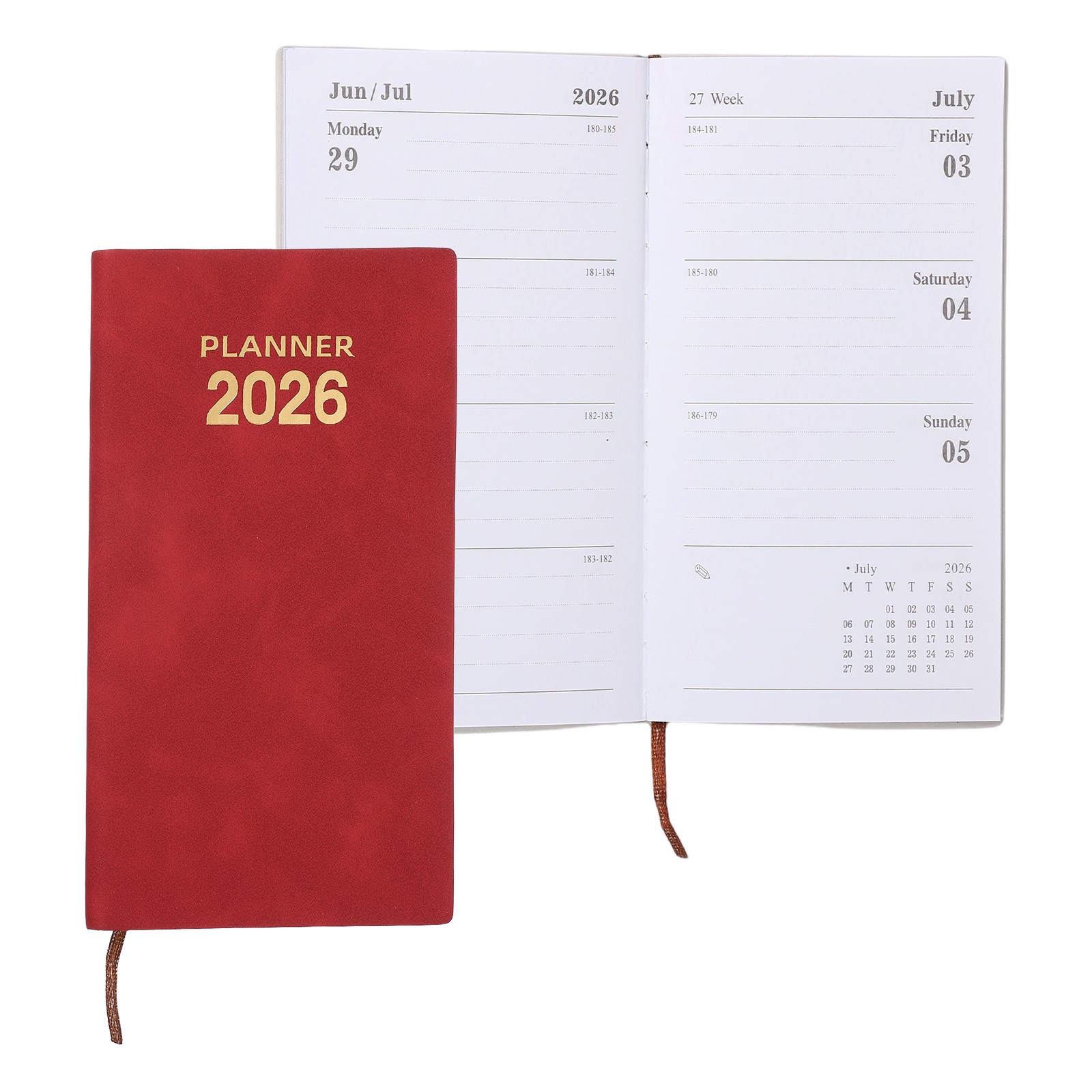 2026 Planner Notebook, A6 6.9 x 3.7″ to Do List Notebook, Red