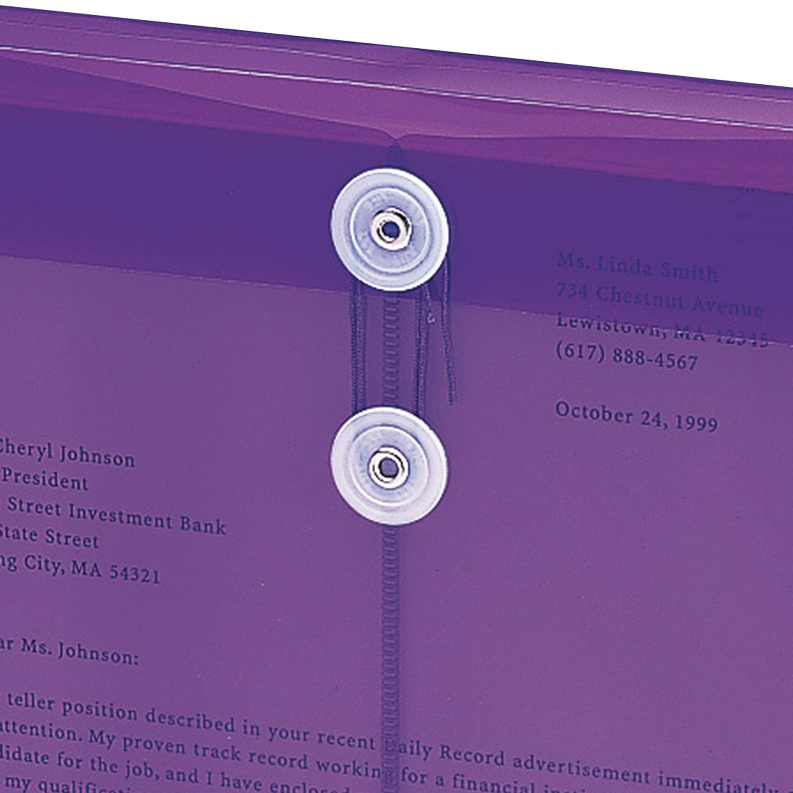 Smead Poly Envelope, 1-1/4″ Expansion, String-Tie Closure, Top Letter, Purple
