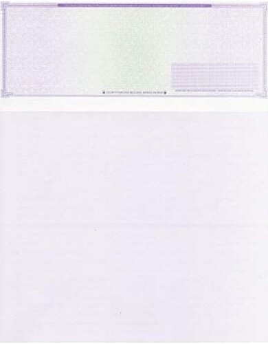 2000 Blank Check Stock Paper ‘High Security’ – Check On Top – Purple Mazed