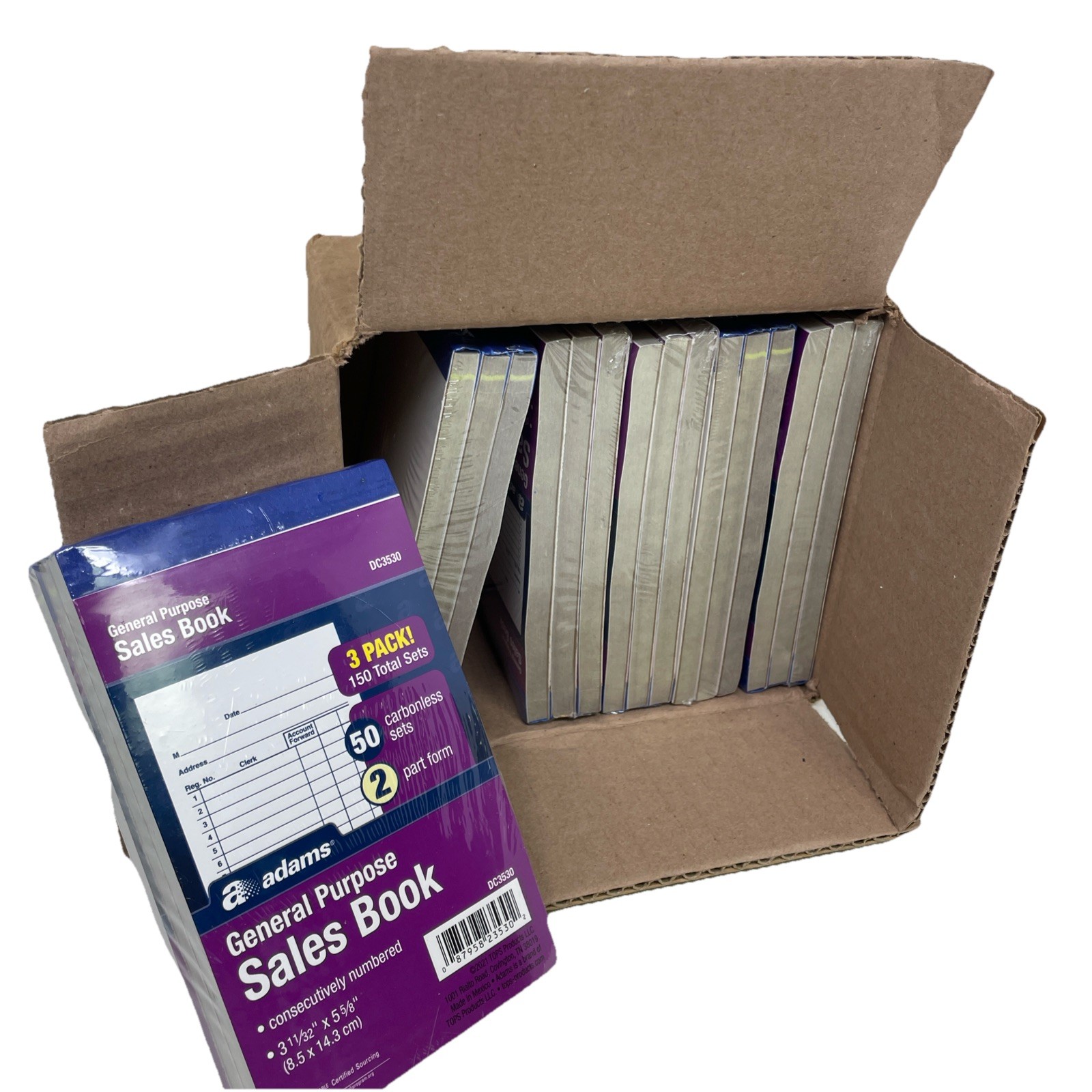 Case of 18 Adams General Purpose Sales Book Carbonless 2-Part White New