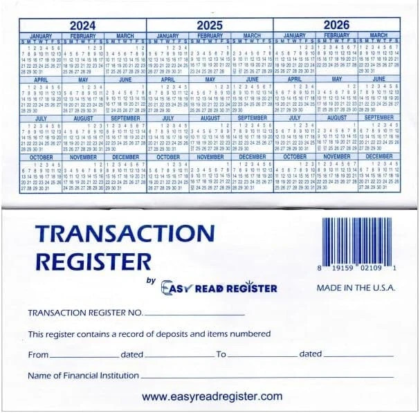 12 Checkbook Transaction Registers 2025-2026-2027 Calendars Check Book Bank …