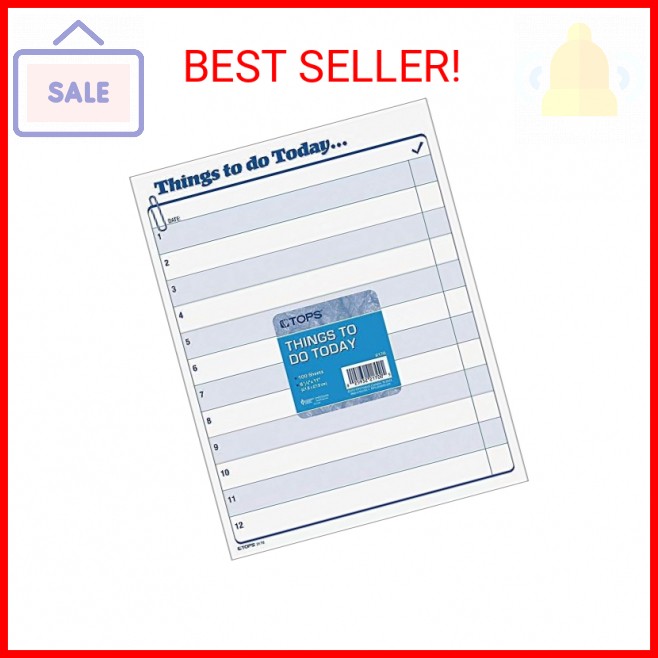 TOPS Daily Agenda Things to Do Today Pad, 8.5 x 11 Inches, 100-Sheet Pad (2170)