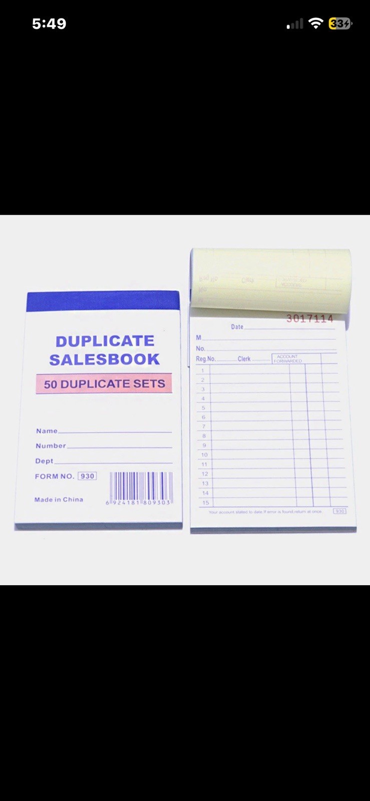 10 Pack 3.5″ x 5.5″Sales Order Forms Carbonless Duplicate Receipt Book*USA SELL