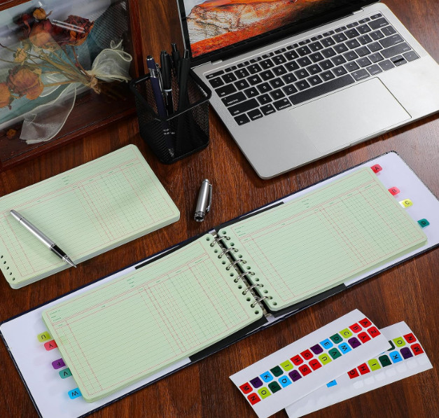 Skyygemm Ring Ledger Binder with 200 Pcs 5″x8.5″ Ledger Sheets Small Index Tabs