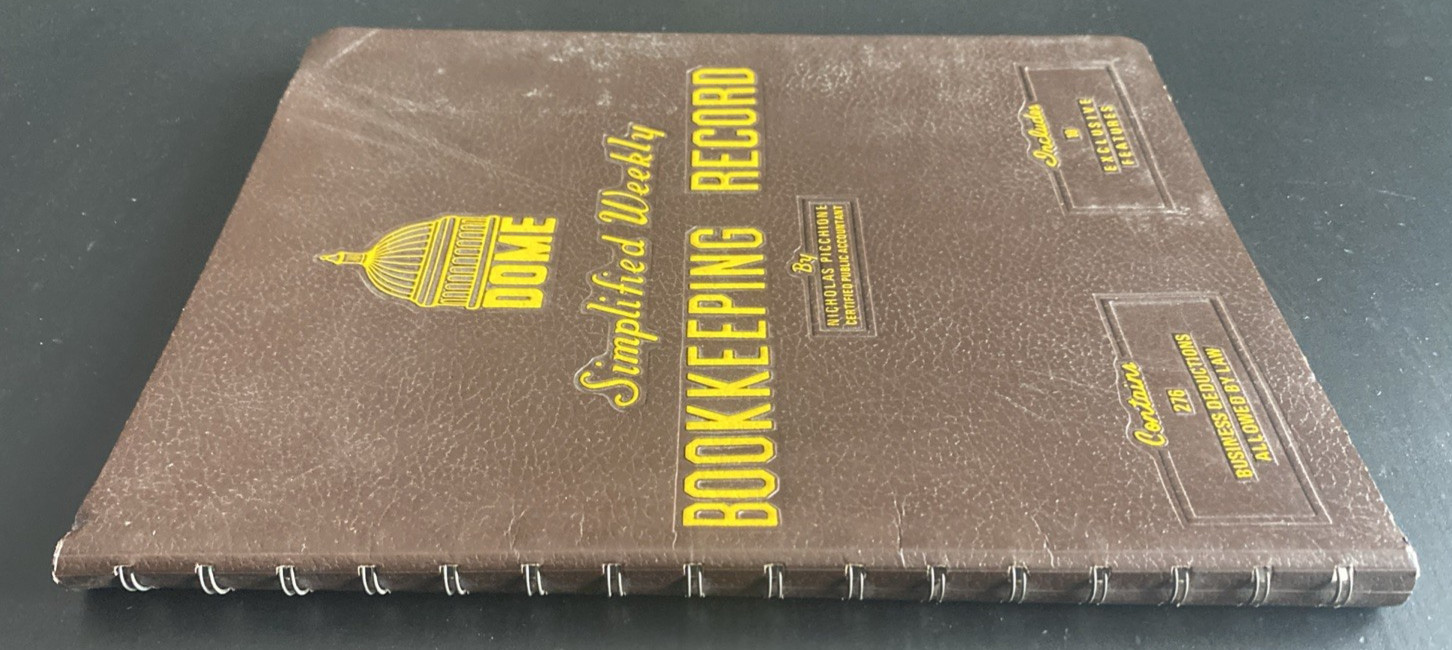 Vtg Dome Simplified Weekly Bookkeeping Record No 600 Vinyl Covers New, Unused
