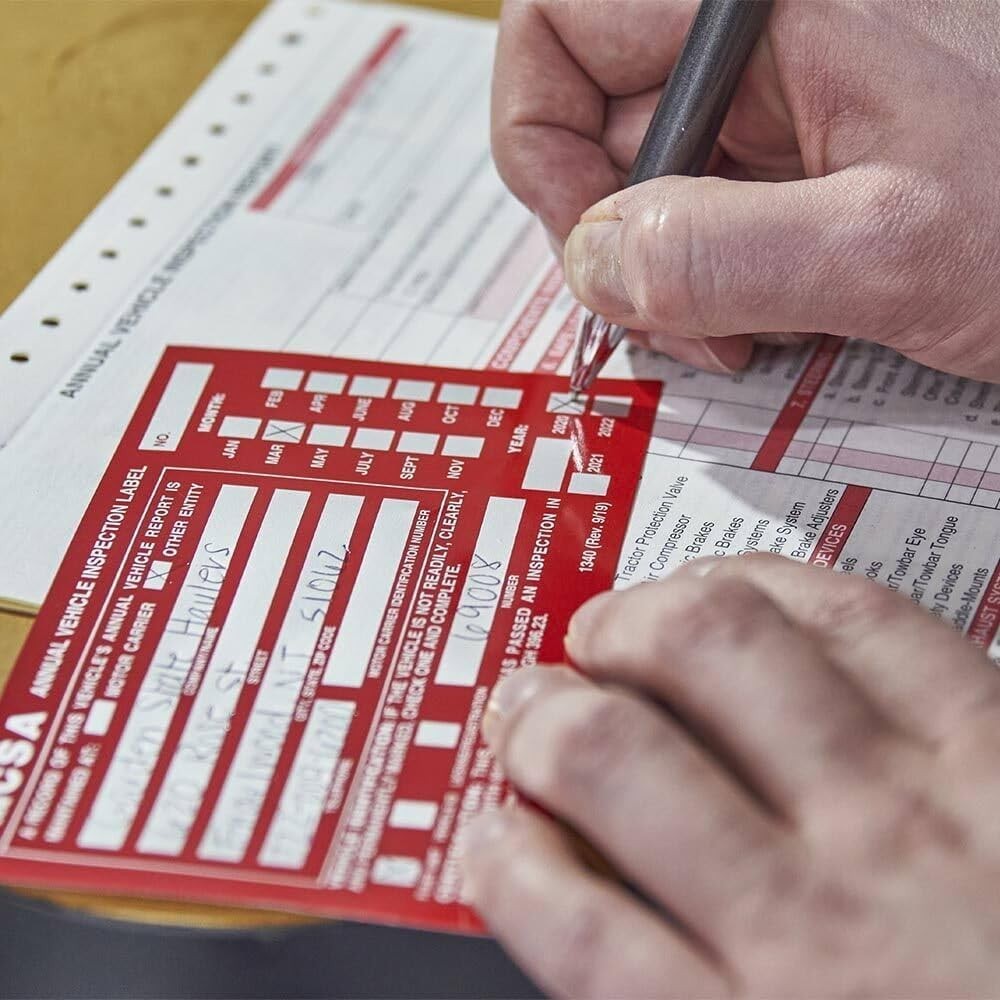 25-Pack DOT Compliant Vehicle Inspection Forms & Durable Aluminum Labels