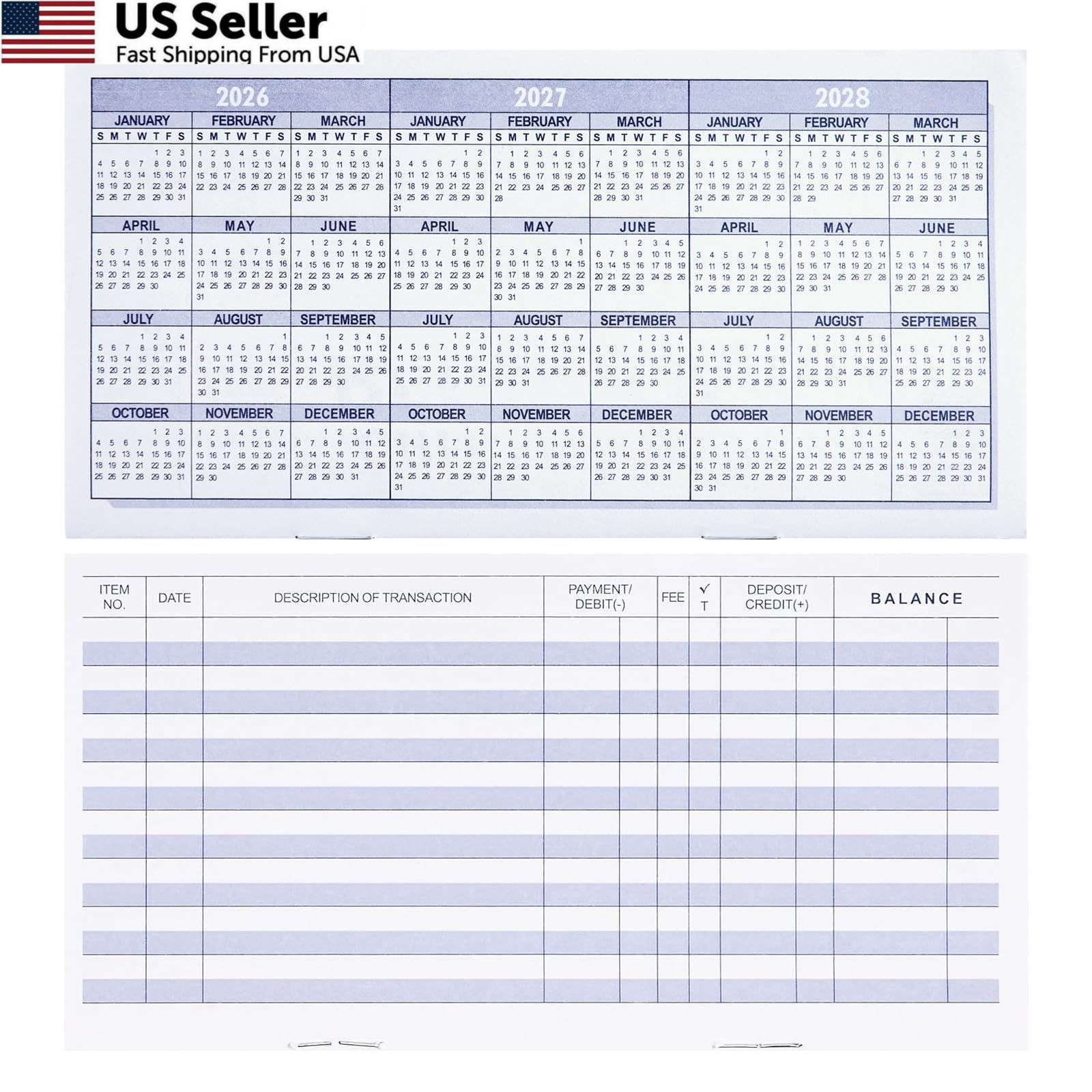 20 Pack Checkbook Register, Check Registers for Personal, Blank Ledger 20PCS